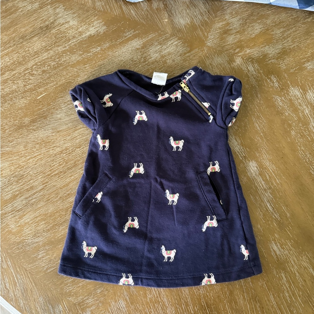 BABY GAP Navy Blue LLAMA Print Dress 12-18 mths - Picture 1 of 4